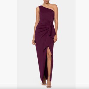 Xscape Evenings - One-Shoulder Ruffle Scuba Crepe Gown